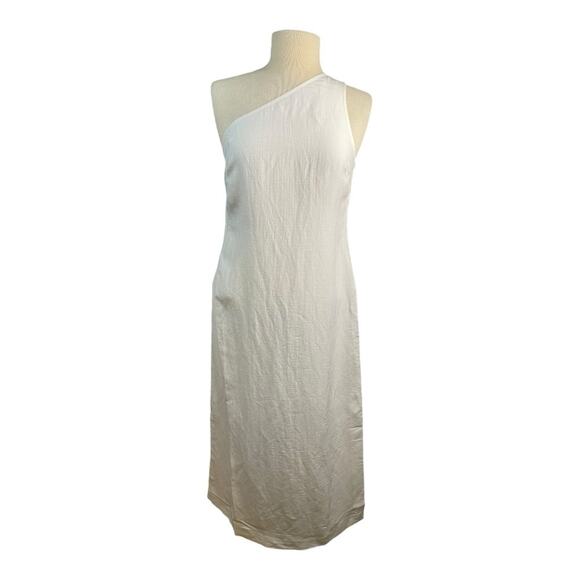 Madewell One-Shoulder Linen Blend Midi Dress in Lighthouse White Size 4 NWT - Picture 5 of 12
